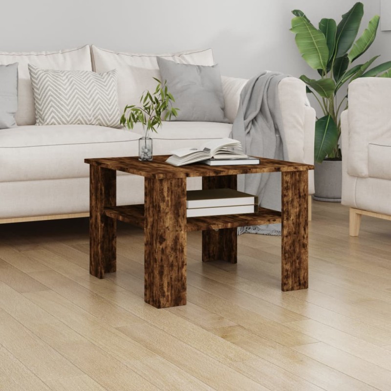 vidaXL Mesa de centro madera contrachapada roble ahumado 60x60x42 cm vidaXL Mesa de centro madera contrachapada roble ahumado 60x60x42 cm