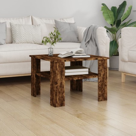 vidaXL Mesa de centro madera contrachapada roble ahumado 60x60x42 cm