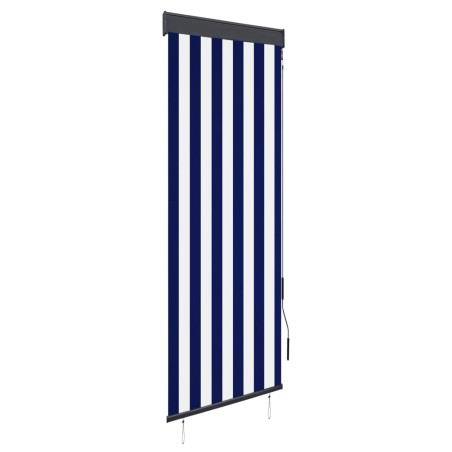 vidaXL Estor enrollable de exterior azul y blanco 60x250 cm