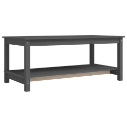 vidaXL Mesa de centro de madera maciza de pino gris 110x55x45 cm
