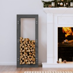vidaXL Estante para leña madera maciza de pino gris 41x25x100 cm
