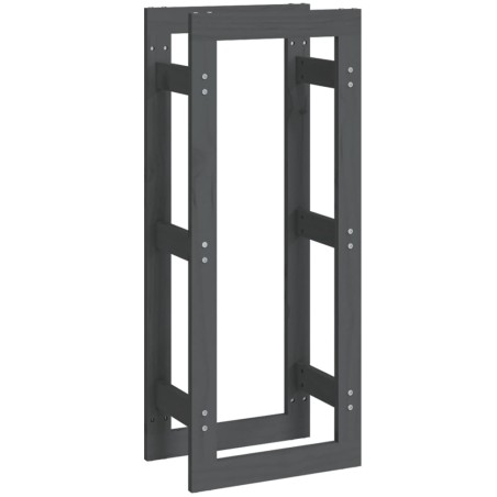 vidaXL Estante para leña madera maciza de pino gris 41x25x100 cm