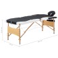 vidaXL Camilla de masaje plegable 3 zonas madera negro y blanco vidaXL Camilla de masaje plegable 3 zonas madera negro y blanco