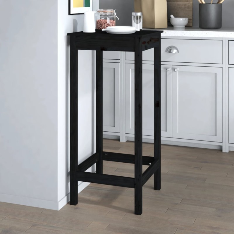 vidaXL Mesa alta de bar madera maciza de pino negro 50x50x110 cm vidaXL Mesa alta de bar madera maciza de pino negro 50x50x110 cm