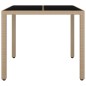 vidaXL Mesa de jardín ratán beige y superficie de vidrio templado vidaXL Mesa de jardín ratán beige y superficie de vidrio templado