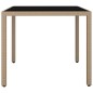 vidaXL Mesa de jardín ratán beige y superficie de vidrio templado vidaXL Mesa de jardín ratán beige y superficie de vidrio templado