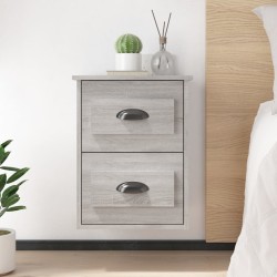 vidaXL Mesita de noche de pared 2 uds gris Sonoma 41,5x36x53 cm