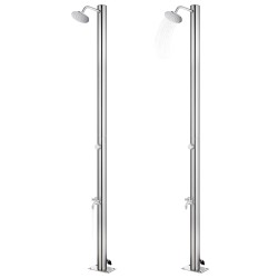 vidaXL Ducha de jardín con base marrón 220 cm acero inoxidable