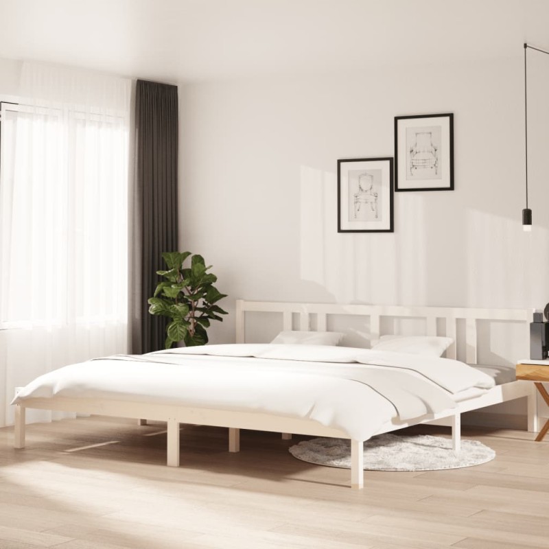 vidaXL Estructura de cama madera maciza blanco 200x200 cm vidaXL Estructura de cama madera maciza blanco 200x200 cm