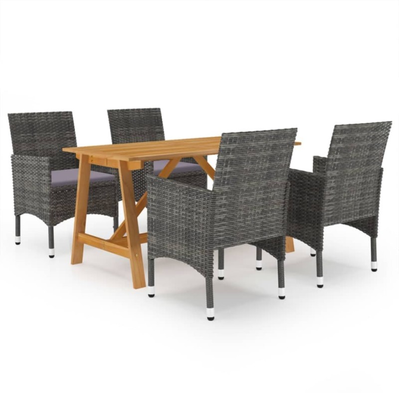 vidaXL Juego de comedor para jardín de 5 piezas gris vidaXL Juego de comedor para jardín de 5 piezas gris