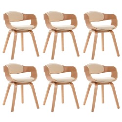 vidaXL Sillas de comedor 6 unidades madera curvada y cuero sintético