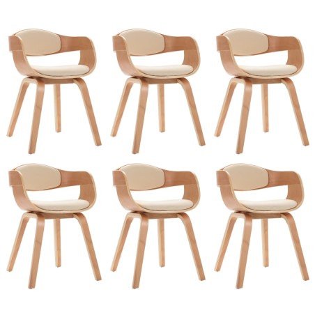 vidaXL Sillas de comedor 6 unidades madera curvada y cuero sintético