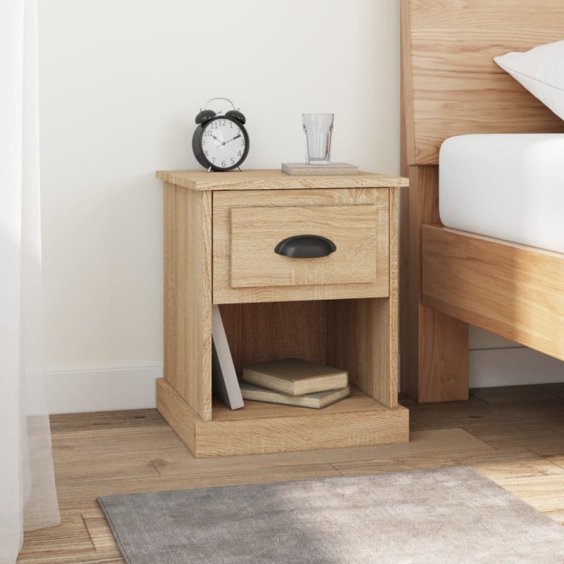 vidaXL Mesitas de noche 2 uds madera contrachapada roble 39x39x47,5 cm vidaXL Mesitas de noche 2 uds madera contrachapada roble 39x39x47,5 cm
