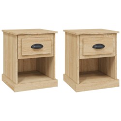 vidaXL Mesitas de noche 2 uds madera contrachapada roble 39x39x47,5 cm