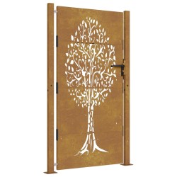 vidaXL Puerta de jardín acero corten diseño árbol 105x180 cm