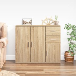 vidaXL Aparador de madera contrachapada roble Sonoma 91x29,5x75 cm