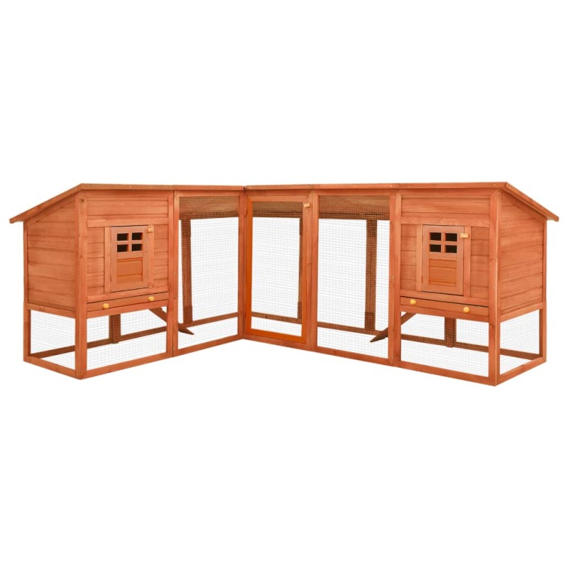 vidaXL Conejera de exterior con corredor madera maciza abeto marrón vidaXL Conejera de exterior con corredor madera maciza abeto marrón