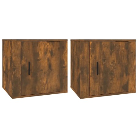 vidaXL Mesitas de noche 2 unidades color roble ahumado 50x39x47 cm