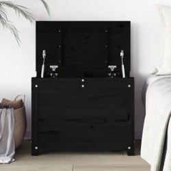 vidaXL Caja de almacenaje madera maciza de pino negro 60x32x45,5 cm