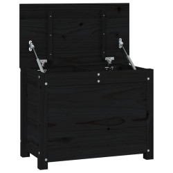 vidaXL Caja de almacenaje madera maciza de pino negro 60x32x45,5 cm