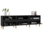 vidaXL Mueble de TV madera contrachapada negro 150x30x44,5 cm vidaXL Mueble de TV madera contrachapada negro 150x30x44,5 cm