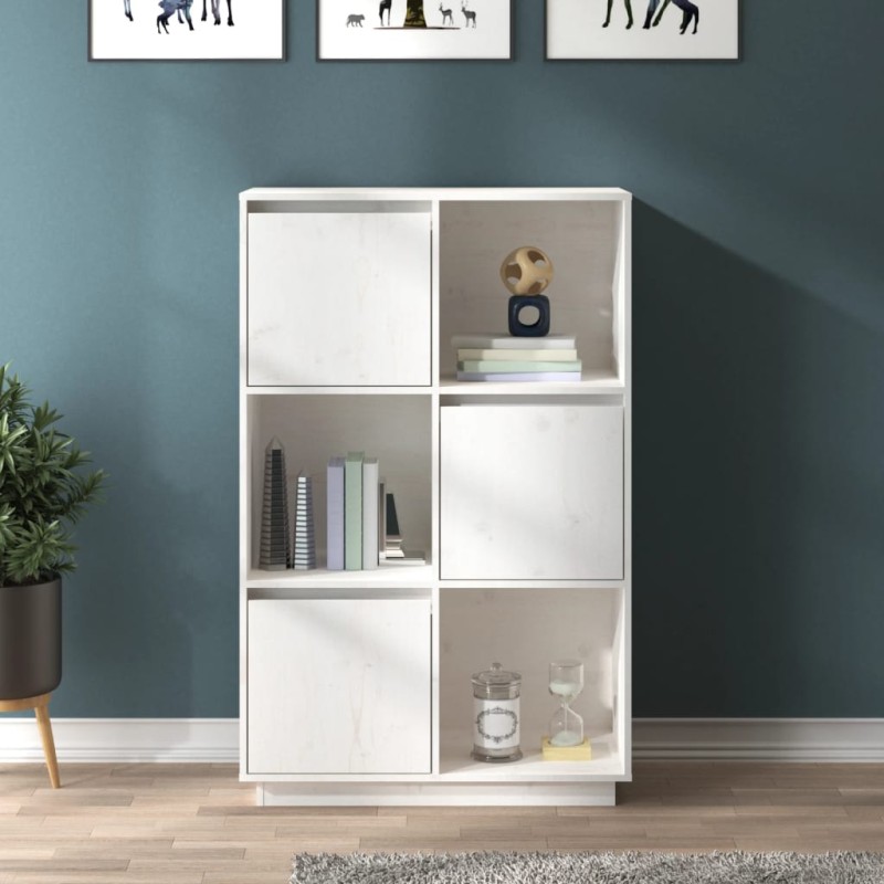 vidaXL Aparador alto de madera maciza de pino blanco 74x35x117 cm