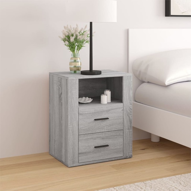 vidaXL Mesita de noche madera contrachapada gris Sonoma 50x36x60 cm vidaXL Mesita de noche madera contrachapada gris Sonoma 50x36x60 cm
