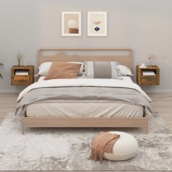 vidaXL Mesitas de noche de pared 2 uds roble ahumado 50x36x40 cm