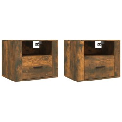 vidaXL Mesitas de noche de pared 2 uds roble ahumado 50x36x40 cm