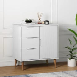 vidaXL Mesita de noche MOLDE madera maciza pino blanca 76,5x40x80 cm