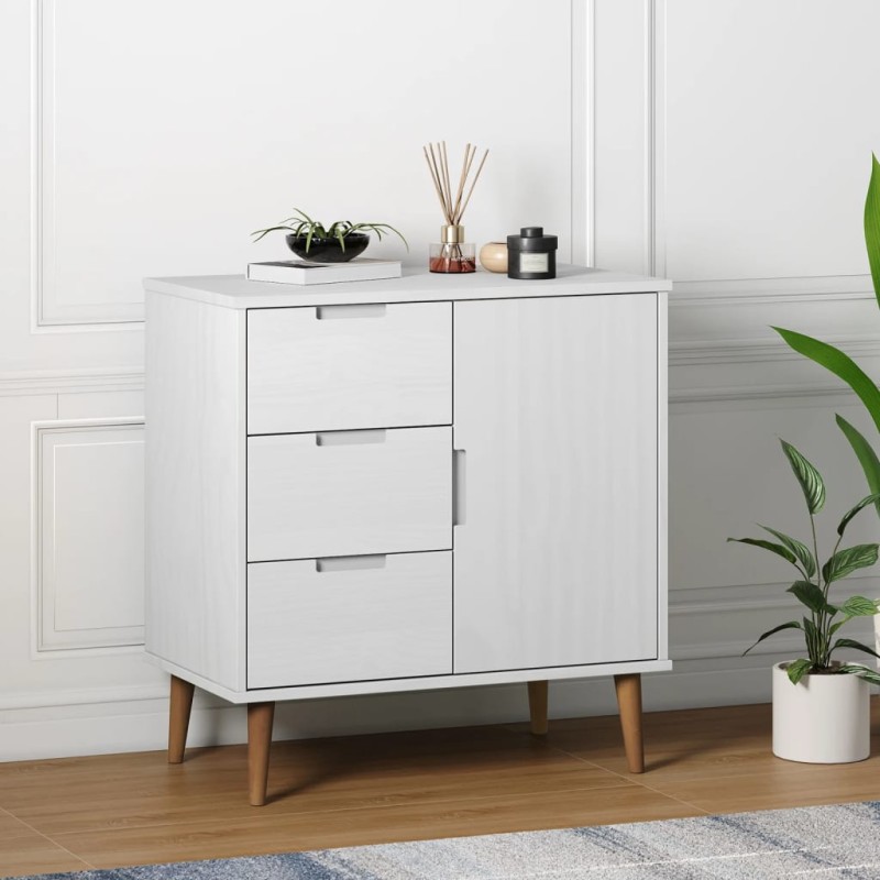 vidaXL Mesita de noche MOLDE madera maciza pino blanca 76,5x40x80 cm