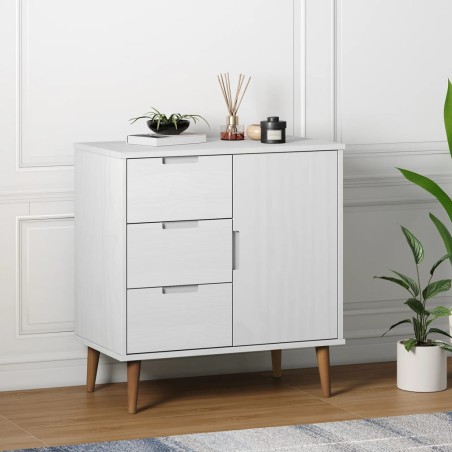 vidaXL Mesita de noche MOLDE madera maciza pino blanca 76,5x40x80 cm