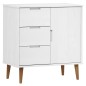 vidaXL Mesita de noche MOLDE madera maciza pino blanca 76,5x40x80 cm