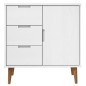 vidaXL Mesita de noche MOLDE madera maciza pino blanca 76,5x40x80 cm