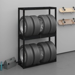 vidaXL Soporte neumáticos madera maciza de pino negro 120x40x180 cm