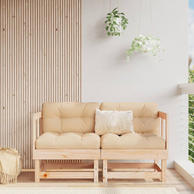 vidaXL Sofás esquineros con cojines 2 uds madera maciza de pino vidaXL Sofás esquineros con cojines 2 uds madera maciza de pino
