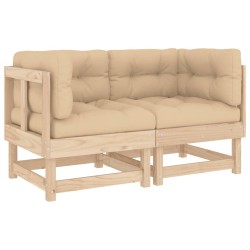 vidaXL Sofás esquineros con cojines 2 uds madera maciza de pino