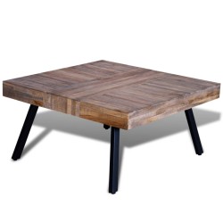 vidaXL Mesa de centro cuadrada de madera de teca reciclada 