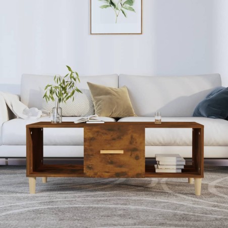 vidaXL Mesa de centro madera contrachapada roble ahumado 102x50x40 cm