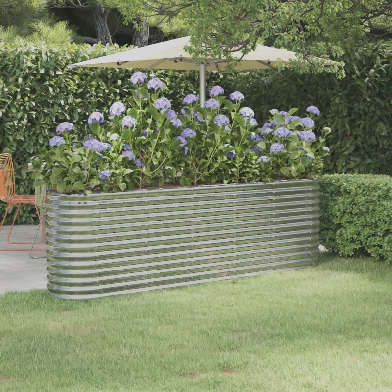 vidaXL Jardinera arriate acero recubrimiento polvo plata 224x40x68 cm vidaXL Jardinera arriate acero recubrimiento polvo plata 224x40x68 cm