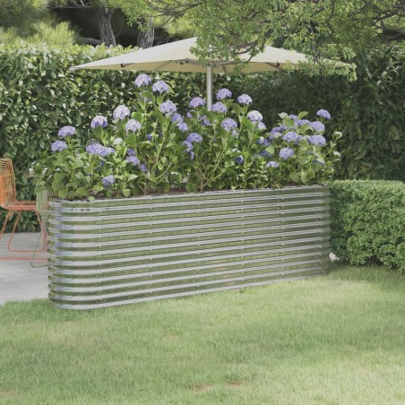 vidaXL Jardinera arriate acero recubrimiento polvo plata 224x40x68 cm