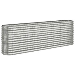 vidaXL Jardinera arriate acero recubrimiento polvo plata 224x40x68 cm