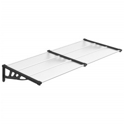 vidaXL Marquesina puerta policarbonato negro y transparente 199x90 cm