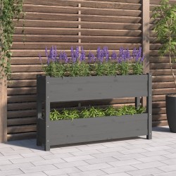 vidaXL Jardinera de madera maciza de pino gris 112x25x66 cm