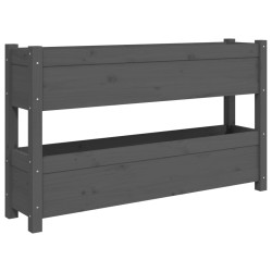 vidaXL Jardinera de madera maciza de pino gris 112x25x66 cm