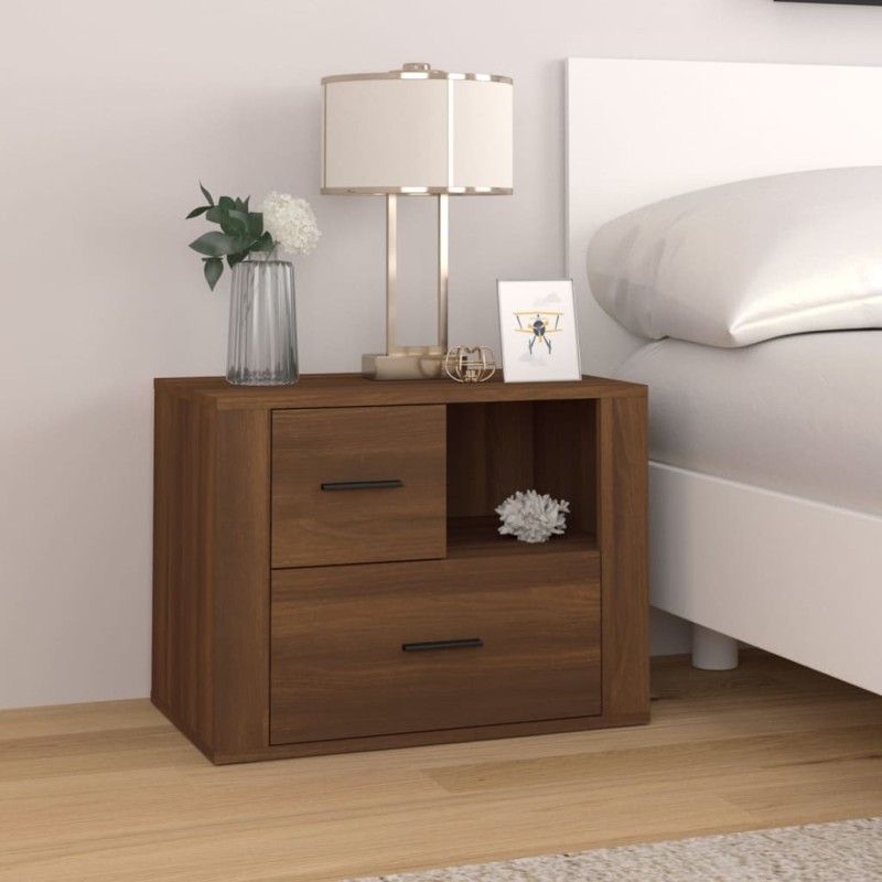 vidaXL Mesita de noche madera contrachapada roble marrón 60x36x45 cm vidaXL Mesita de noche madera contrachapada roble marrón 60x36x45 cm