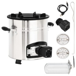 vidaXL Cocina leña ventilador USB acero inoxidable plata 35,5x26x28 cm