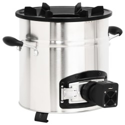 vidaXL Cocina leña ventilador USB acero inoxidable plata 35,5x26x28 cm