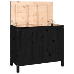 vidaXL Baúl para la colada madera maciza de pino negro 88,5x44x76 cm