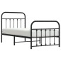 vidaXL Estructura de cama con cabecero y estribo metal negro 90x200 cm vidaXL Estructura de cama con cabecero y estribo metal negro 90x200 cm